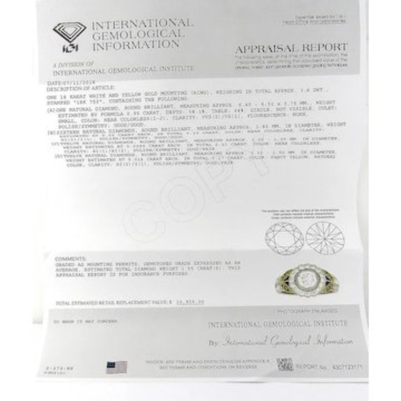 18K White and Gold Natural White and Yellow Diamond Flower Ring Size 7 #3833 - Picture 9 of 9